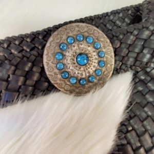 Trendy brown leather belt with beautiful buckle